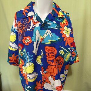 Makani Hawaii Men's Multi Color Microfiber Hawaiian Shirt XL